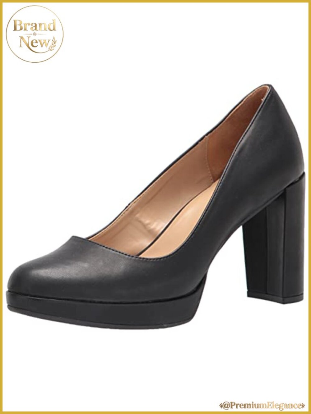 Women's Platform Chunky Heel Pumps Slip-On Almond Toe Work Wedding